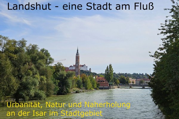 Einladungsplakat mit Bild von der durch Landshut fließenden Isar