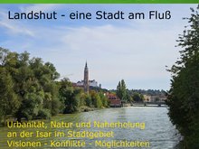 Einladungsplakat mit Bild von der durch Landshut fließenden Isar